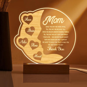 Personalized Mom Gift From Kids Custom Name Lamp, We Love You Mom Quote Night Light, Mothers Day Birthday Sentimental Plaque For Mother Sign