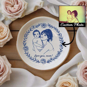 Custom Mom Nana Jewelry Dish, Family Photo Ring Dish , Personalized Portrait Ceramic Christmas , Mom Photo Gift, Family Lover Gift