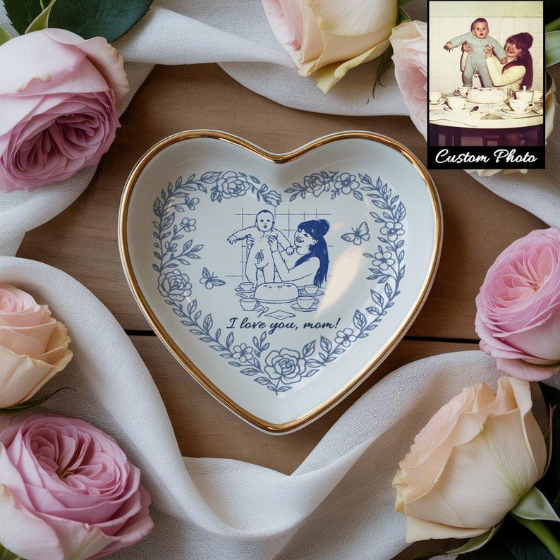 Custom Mom Nana Jewelry Dish, Family Photo Ring Dish , Personalized Portrait Ceramic Christmas , Mom Photo Gift, Family Lover Gift