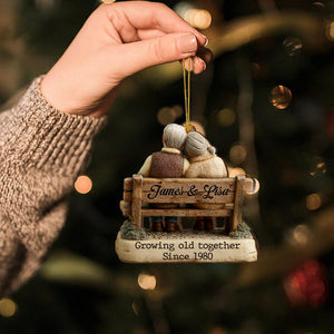 Personalized Christmas Gift For Couple, Growing Old Together Wooden Ornament, Anniversary Gift For Him, Gift For Parents, Grandparents Gift