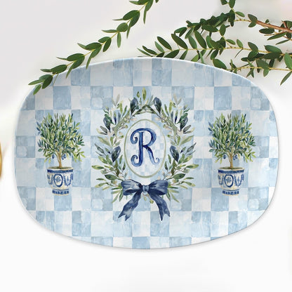 Personalized Platter, Custom Serving Plate, Monogram, Wedding Gift, Family Name Portrait Plate New Home Gift for Newlyweds Chinoiserie Style
