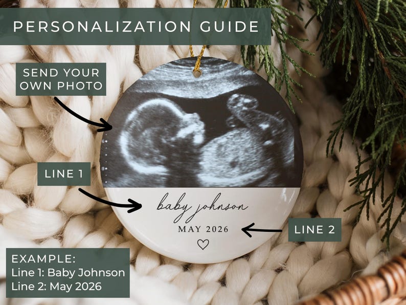 Baby Ultrasound Ornament Personalized Ultrasound Photo Christmas Ornament Sonogram Ornament With Picture Grandparent Pregnancy Announcement