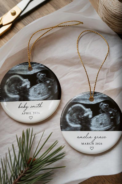 Baby Ultrasound Ornament Personalized Ultrasound Photo Christmas Ornament Sonogram Ornament With Picture Grandparent Pregnancy Announcement