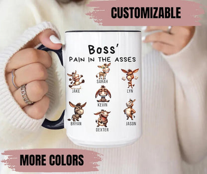 Funny Boss Gift, Boss Pain In The Asses Mug, Personalized Team Mug with Names, Office Humor Cup, Work Team Gift, Coworker Christmas Gift