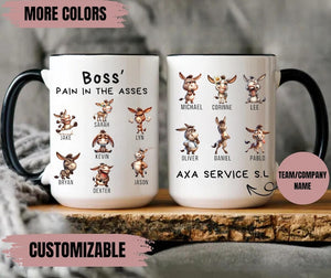 Funny Boss Gift, Boss Pain In The Asses Mug, Personalized Team Mug with Names, Office Humor Cup, Work Team Gift, Coworker Christmas Gift