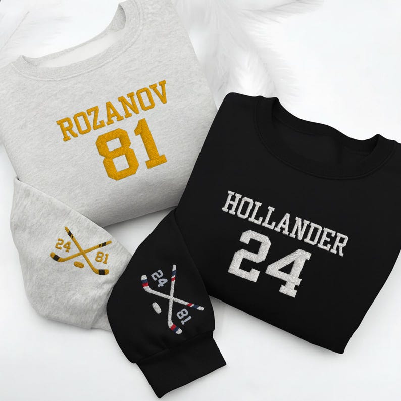 Embroidered Team Hollanov Sweatshirt, Hockey Romance Unisex LGBT Hockey Fan Gift
