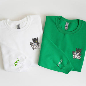 Embroidered Dragon Sweatshirt, Dragon Lover's Embroidered Sweatshirt, Initial With Heart On Sleeve, Anniversary Gift, Valentines Day Gift il_794xN.7512557185_a3tp.jpg
