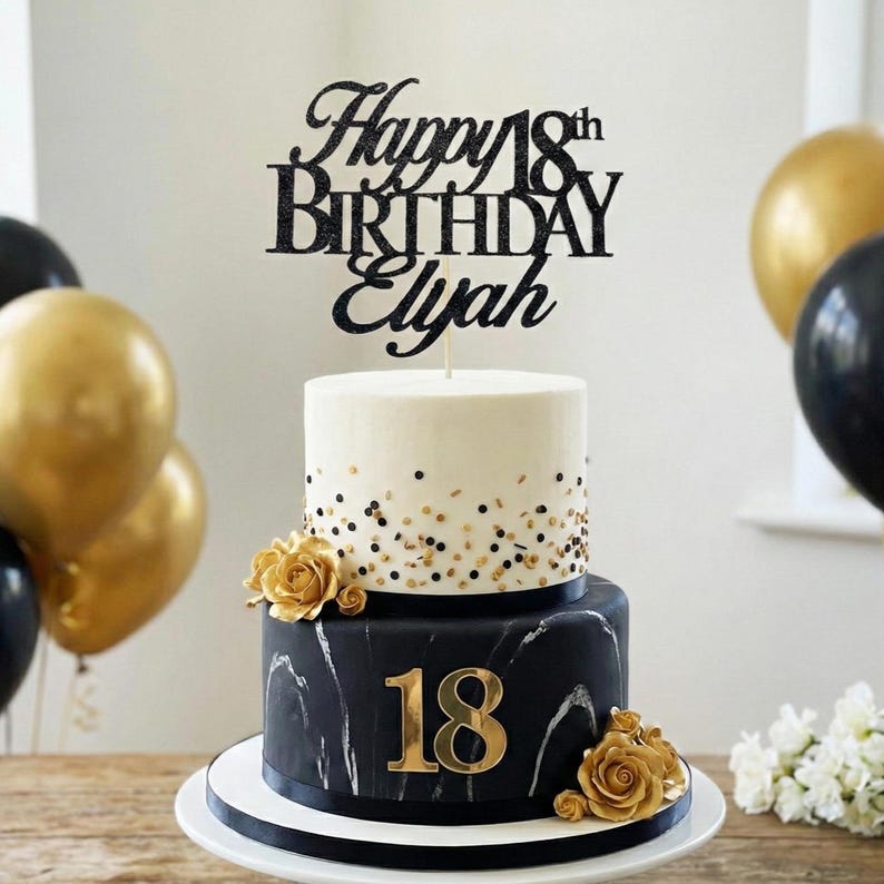 Any Number!, Custom Birthday Cake Topper, 18th Cake Topper, Happy 18th Birthday Topper, Any number, personalized 18th birthday decorations