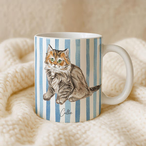 Custom Watercolor Pet Portrait Mug Personalized Dog or Cat Photo Cup, Unique Gift for Pet Lovers & Dog/Cat Moms