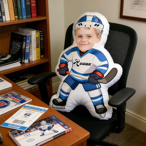 Custom Your Hockey Hero!Personalized Photo&Name Exclusive Hockey Pillow,Transform Your Face into an Ice Star,Gift for Players/Fans/Coaches