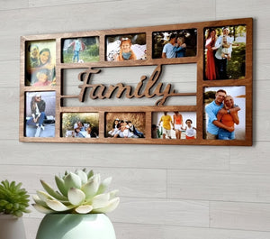 Personalized Family Photo Collage Wooden Frame Custom Picture Wall Decor, Unique Gift for Wedding, Anniversary, Birthday, Home