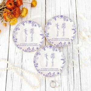 Custom Birth Flower Ring Dish, Personalized Friendship Jewelry Dish, It Takes a Long Time to Grow an Old Friend, Besties Gift, Birthday Gift