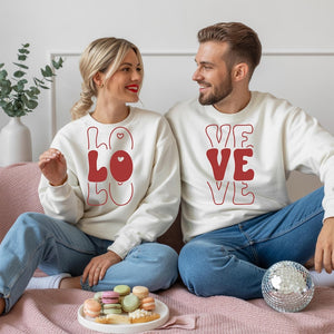 Custom Valentine s Day Love Couple Shirt Set, Love Matching Sweatshirts for Couples, Unisex Romantic Gift Idea Couple Hoodie,Love Pullover