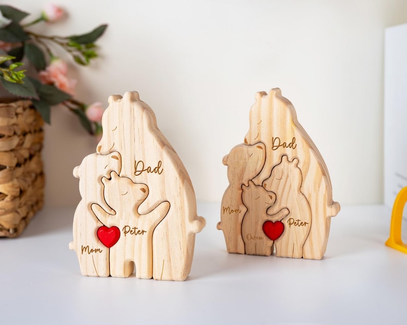 First Mothers Day Gifts, Custom Wooden Mom and Baby Bear Puzzle, Family Home Decor, New Mom Gifts, Daughters First Mothers Day, Bear Mom