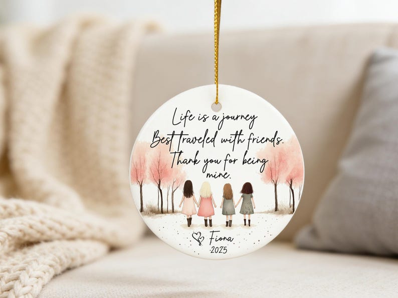 Personalized Best Friend Ornament, Life Is a Journey Quote Ceramic Ornament, Friendship Gift for Bestie, Bridesmaid or Sister Keepsake 2026