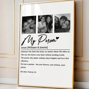 Personalised My Person Definition Print, Photo Gift for Him, Gift for Her, Anniversary Gift, Valentines Gift for Him Her, Gift for Boyfriend