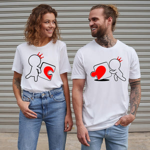 Couple Valentine Shirt, Matching Puzzle Heart Tshirt, Valentines Couples Gift, Funny Valentine Tees