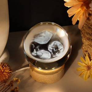 Custom Ultrasound Crystal Ball Lamp Personalized Baby Sonogram Keepsake Gift, Pregnancy Reveal, Baby Shower Present, Nursery Night Light