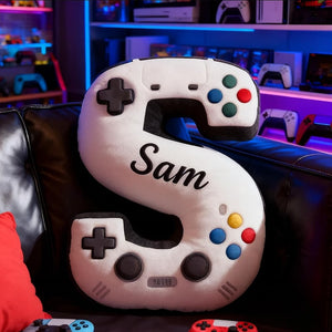 Personalized Game Letter Pillow: Custom Initial Pillow With Name,Controller Alphabet Pillow for Game Lovers,Christmas Gift for Kids