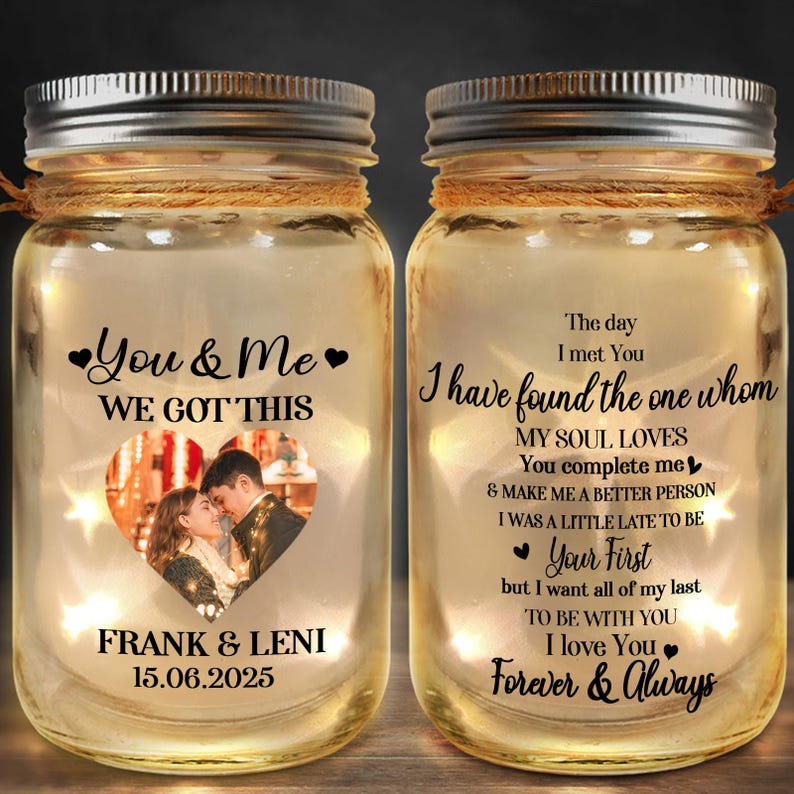 Personalized Couple Light Jar, Custom Date Keepsake Gift, I Met You I Liked You Lamp,Anniversary Decor,Romantic Valentines Day Gifts