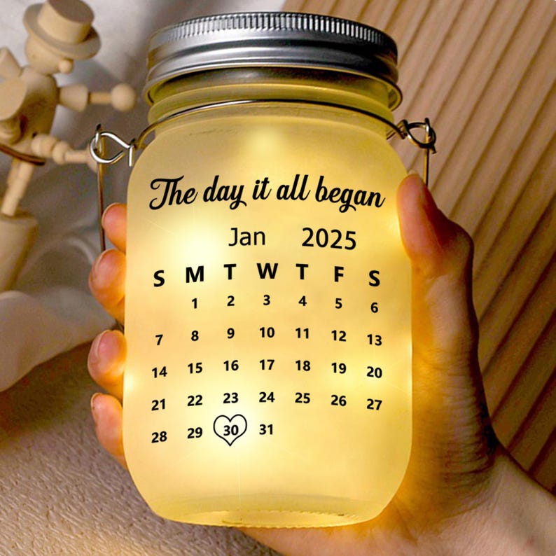 Personalized Couple Light Jar, Custom Date Keepsake Gift, I Met You I Liked You Lamp,Anniversary Decor,Romantic Valentines Day Gifts