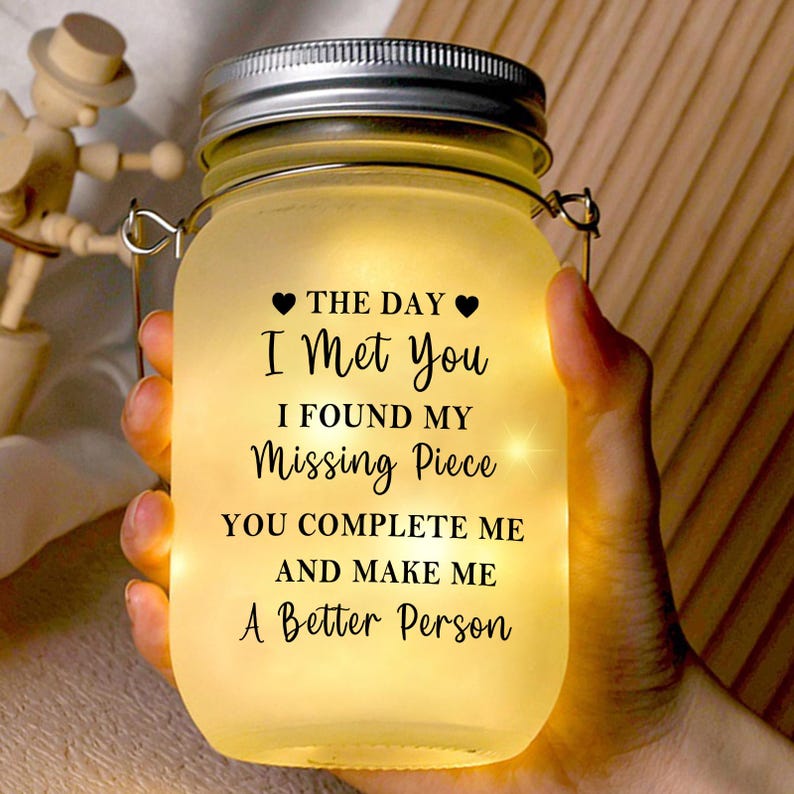 Personalized Couple Light Jar, Custom Date Keepsake Gift, I Met You I Liked You Lamp,Anniversary Decor,Romantic Valentines Day Gifts