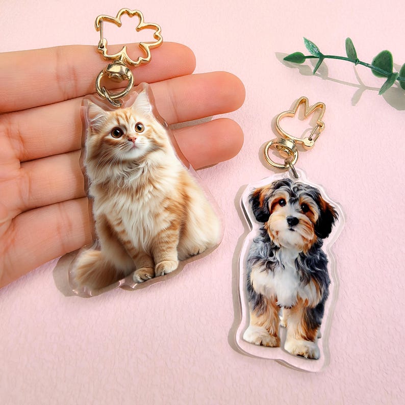 Custom Cat Keychain, Custom Photo Keychain, Pet Keychain, Family Photo Keychain, Acrylic Dog Keychain, Personalized Gift for Pet Lover