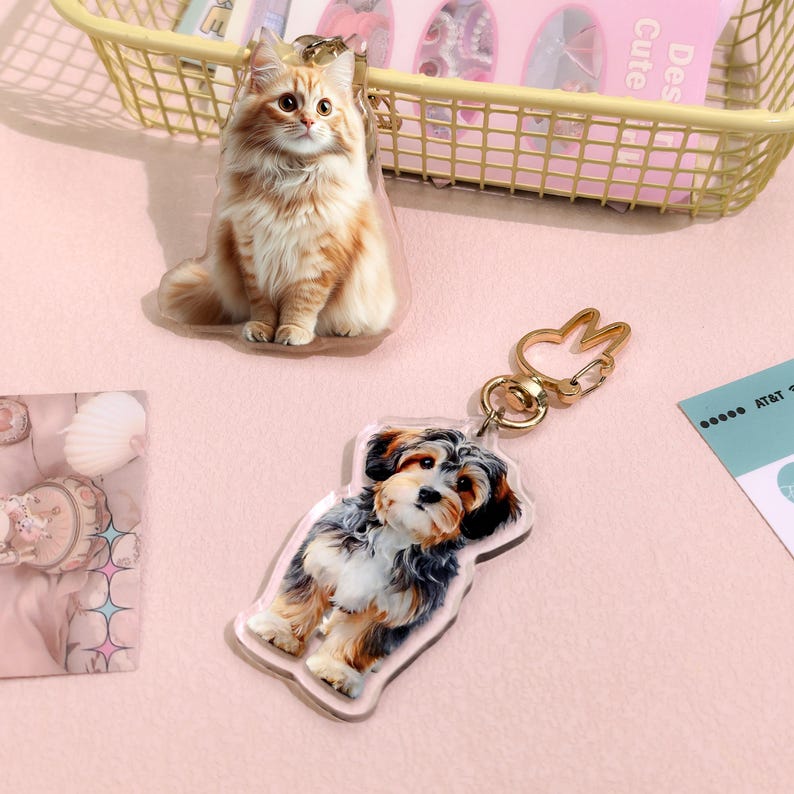 Custom Cat Keychain, Custom Photo Keychain, Pet Keychain, Family Photo Keychain, Acrylic Dog Keychain, Personalized Gift for Pet Lover