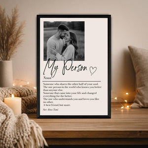 Personalised My Person Definition Print: Custom Photo Gift, Romantic Keepsake, Anniversary Boyfriend/Girlfriend Gift (No Frame)