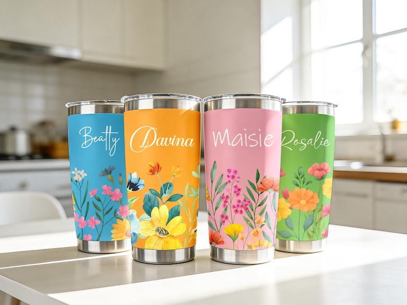 Floral Insulated Tumbler, Custom Name Cup Birthday/Valentine's Day/Mother's Day Gift for her, Personalized Teacher Appreciation Cup