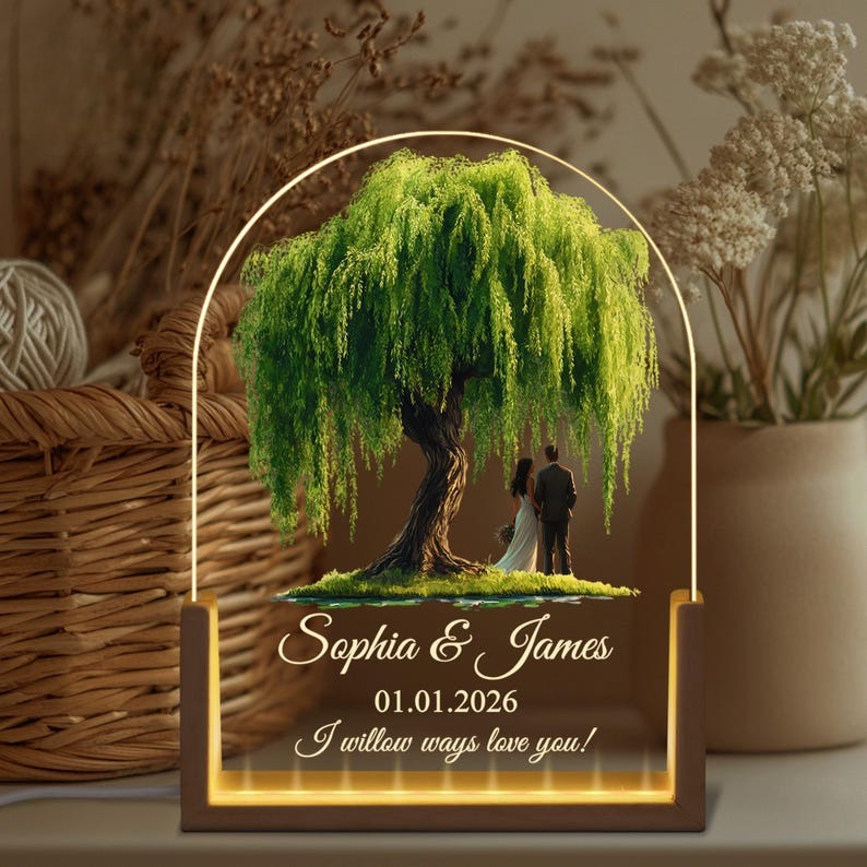 Anniversary Willow Night Light,Willow Tree 9 Year Anniversary,9th Wedding Anniversary Gift For Her,Gift for Couples,Wedding Anniversary Gift