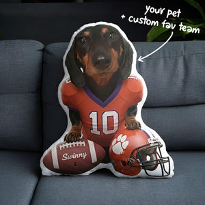 Personalized Plush Pillow: Custom Pet Photo Football Jersey, Dog Fan Player Gear