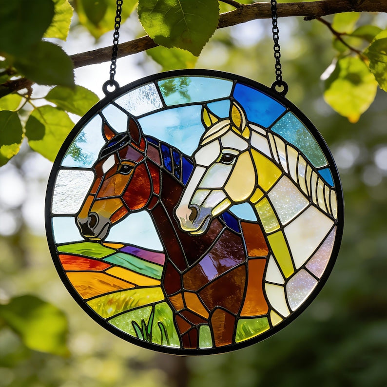 Stained Glass Pet Portrait Personalized Dog & Cat Suncatcher Memorial Gift Custom Window Hanging Art