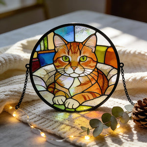 Stained Glass Pet Portrait Personalized Dog & Cat Suncatcher Memorial Gift Custom Window Hanging Art