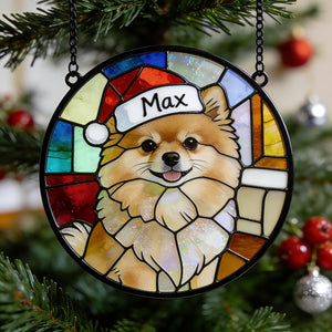 Stained Glass Pet Portrait Personalized Dog & Cat Suncatcher Memorial Gift Custom Window Hanging Art