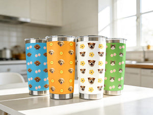 Custom Baby/Pet Face Portrait Tumbler, Personalized Insulated Tumbler, Holiday Gifts for Parents and Grandparents