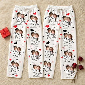Custom Face Pajama Pants for Couples, Personalized Photo Pajama Pants, Personalized Valentine Gift, Funny Matching Sleepwear