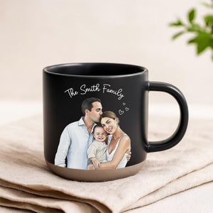 Personalized Couple Photo Pottery Mug, Custom Watercolor Portrait Mug, Boyfriend Girlfriend Gift, Gift for him