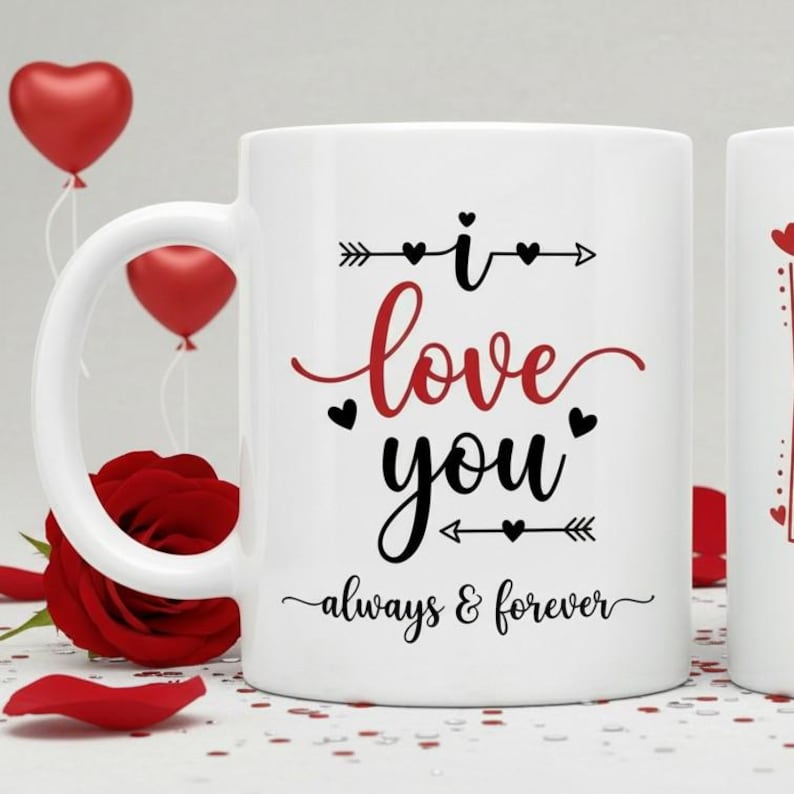 Custom Name Anniversary Mug, Couple I Love You Always And Forever Coffee Mug, Valentine's Day Gift For Him Her