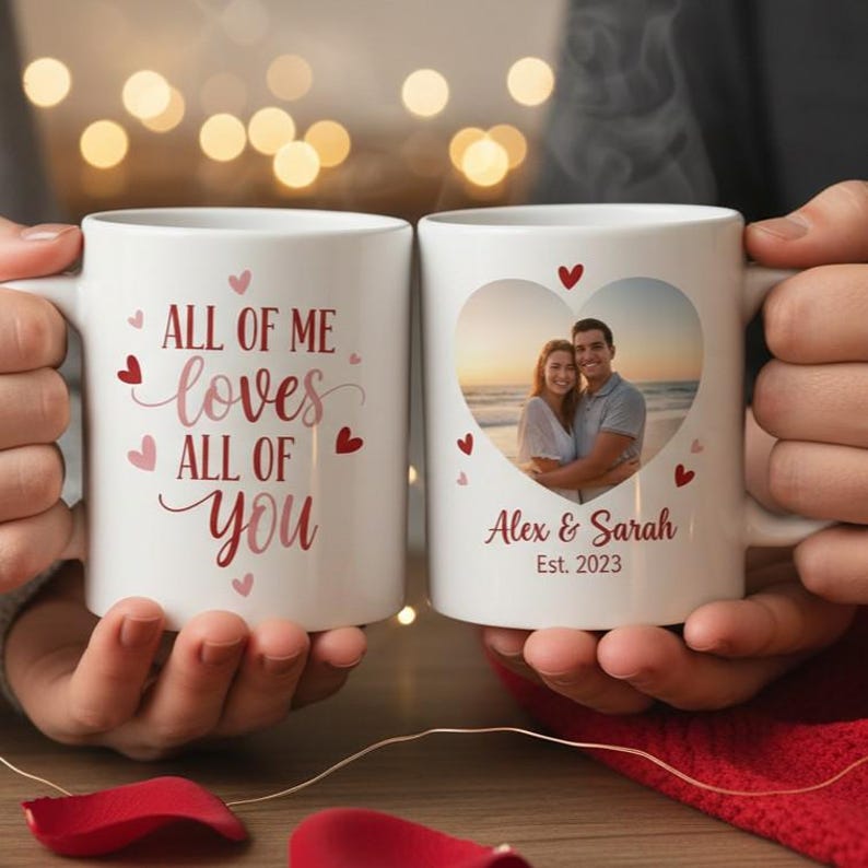 Couple Anniversary Coffee Mug, Custom All Of Me Loves All Of You Mug, Valentine's Day Romantic Love Cups Set Gift For Him Her