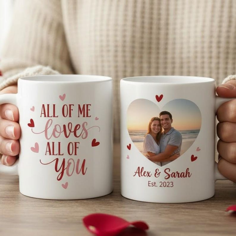Couple Anniversary Coffee Mug, Custom All Of Me Loves All Of You Mug, Valentine's Day Romantic Love Cups Set Gift For Him Her