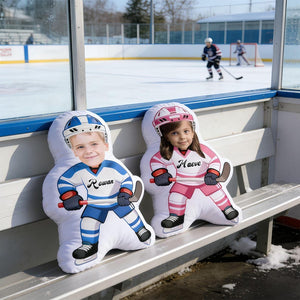 Custom Your Hockey Hero!Personalized Photo&Name Exclusive Hockey Pillow,Transform Your Face into an Ice Star,Gift for Players/Fans/Coaches