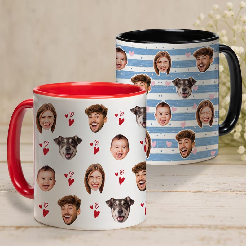 Custom Photo Mug with Faces for Family Friend Couple Pet Lovers, Personalized Cup with Photo, Custom Mug Photo, Custom Coffee Cup