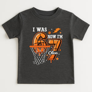 I Was 6 Now I m 7 Shirt, Basketball Birthday Shirt for Boys, 7th Birthday Boy Gift, Custom Sports Birthday Tee