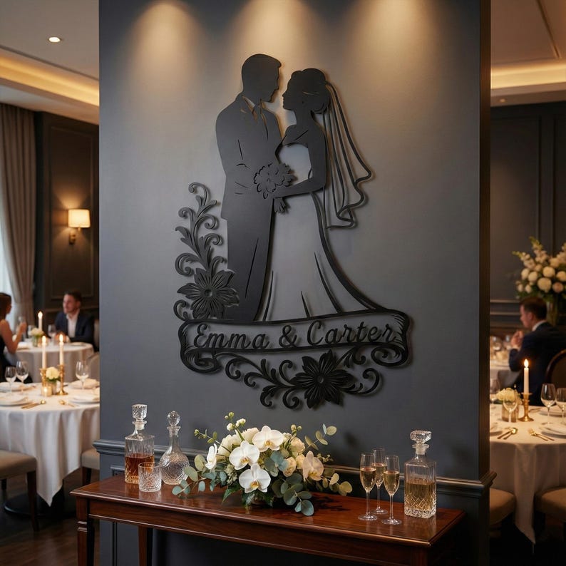 Personalized Wedding Monogram Metal Sign Custom Initials Wall Decor for Home & Wedding Gifts