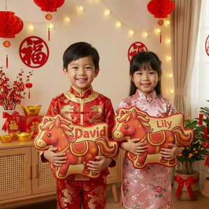 Personalized Horse Pillow Chinese New Year Zodiac Plush Custom Name Lunar Festival Decor Kids Room Gift for Lunar Near Year