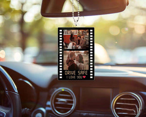 Personalized Couple Photo Car Ornament, Drive Safe I Love You Sun Acrylic Car Ornament, Christmas Gift for Boyfriend or Girlfriend, Valentines Day Gift