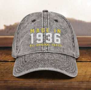 90th Birthday gift Vintage Embroidered Hat for 90th Birthday Born In 1936 Cotton Twill Cap