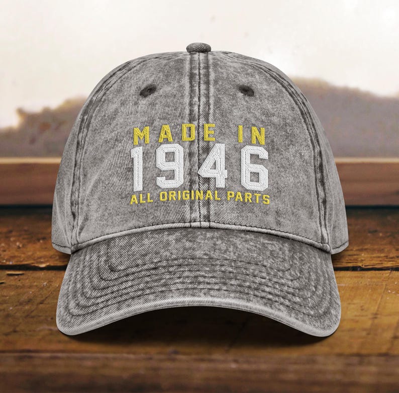 80th Birthday Gift, Vintage Embroidered Hat for 80th Birthday, Born In 1946 Cap