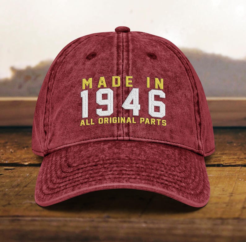 80th Birthday Gift, Vintage Embroidered Hat for 80th Birthday, Born In 1946 Cap
